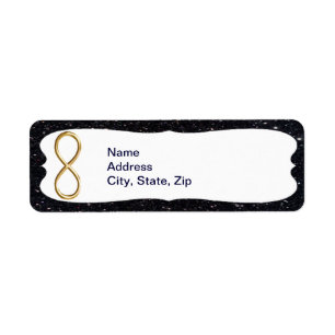 Black Glitter Gold Infinity Address Labels