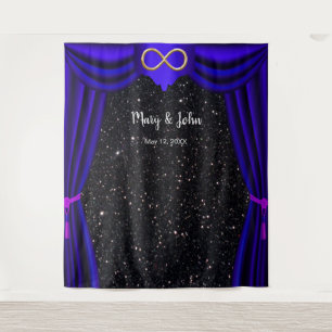 Black Glitter Gold Infinity Blue Curtain Backdrop Tapestry