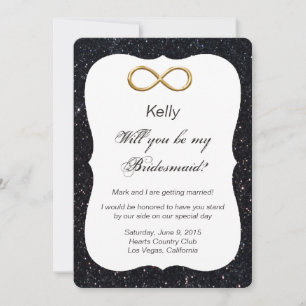Black Glitter Gold Infinity Bridesmaid Card