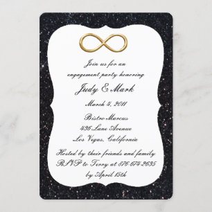 Black Glitter Gold Infinity Engagement Party Invitation