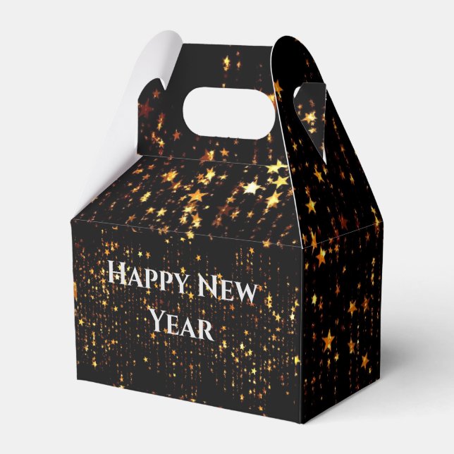 Black Glitter Happy New Year Favor Box (Back Side)