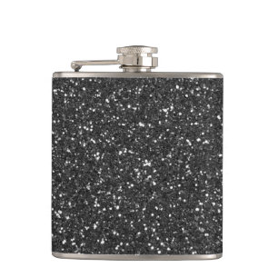 Black Glitter Hip Flask