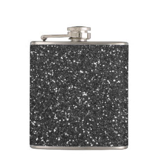 Black Glitter Hip Flask