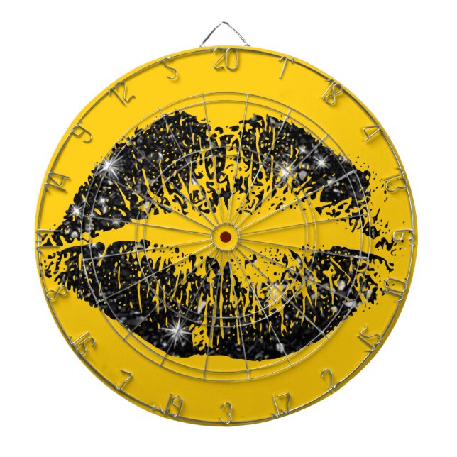 Black Glitter Lips #2 Dartboard (Front)