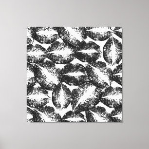 Black Glitter Lips Canvas Print