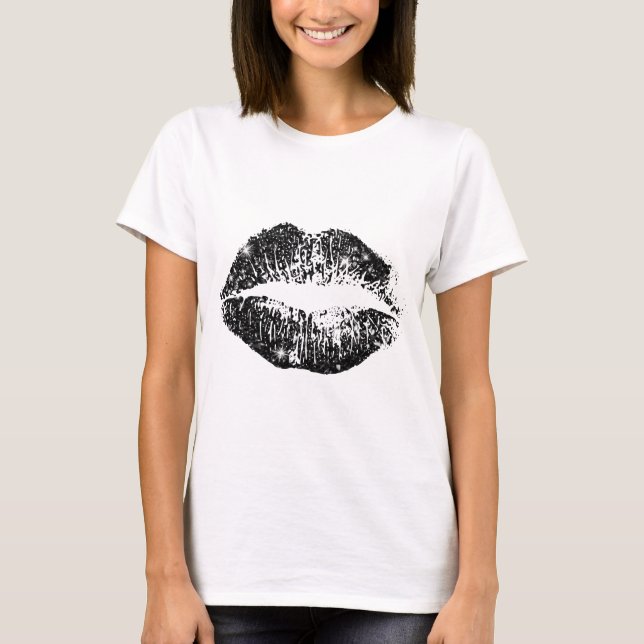 Black Glitter Lips T-Shirt (Front)