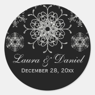 Black, Glitter LOOK Snowflake Wedding Sticker