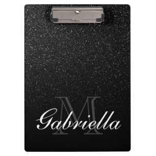 Black Glitter Monogram Clipboard