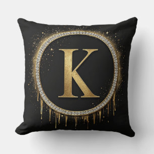 Black Glitter Monogram Letter K Keepsake Gifts Throw Pillow