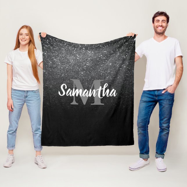 Black Glitter Pattern Fleece Blanket (In Situ)