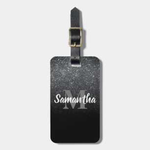 Black Glitter Pattern Luggage Tag