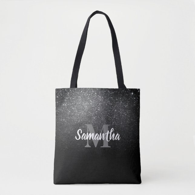 Black Glitter Pattern Tote Bag (Front)