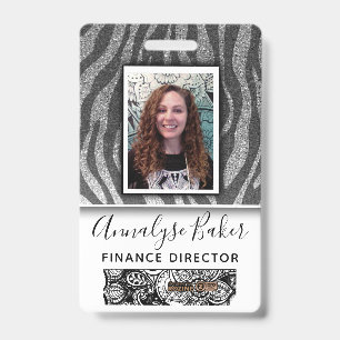 Black Glitter Professional CNA Nurse Photo Name Badge