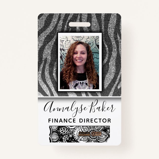 Black Glitter Professional CNA Nurse Photo Name Badge (Front)