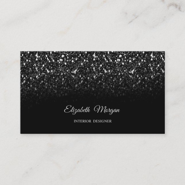Black Glitter Sequins Elegant  Business Card (Front)
