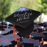 Black Glitter She Believed She Could Name Graduation Cap Topper<br><div class="desc">Personalize this black glitter design with the grad's name and class year. The typography says She Believed She Could So She Did</div>