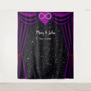 Black Glitter Silver Infinity Purple Curtain Tapestry