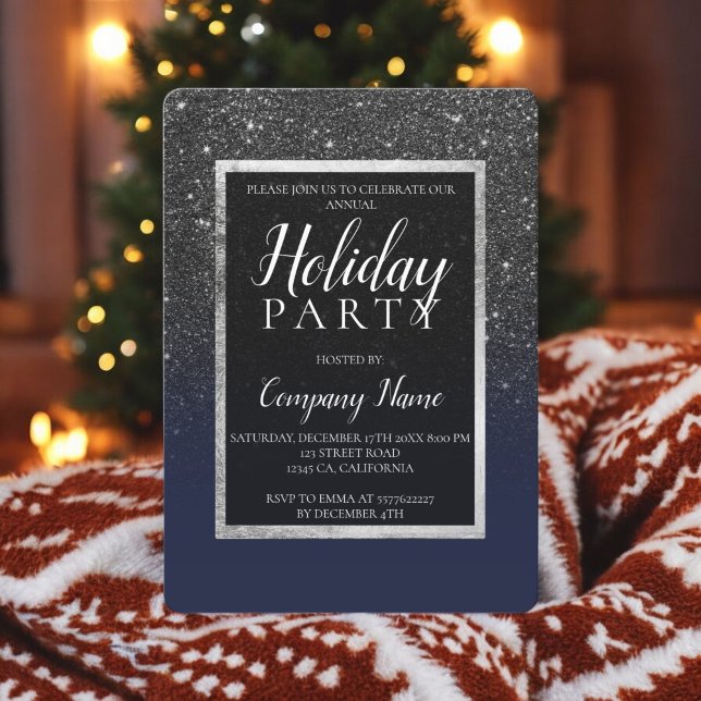 Black glitter silver navy blue business corporate invitation (Black glitter silver navy blue business corporate invitation)