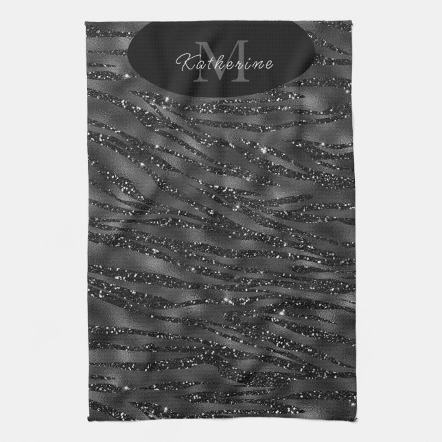 Black Glitter Spa Sophisticate Kitchen Towel (Vertical)