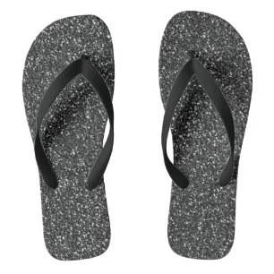 Black Glitter Sparkle Glam Flip Flops