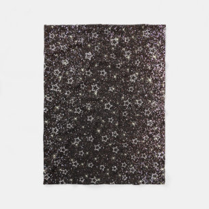 Black glitter stars fleece blanket