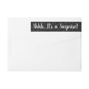BLACK Glitter SURPRISE Wrap Return Address Labels