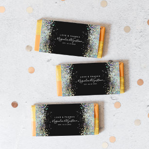Black Glitter Wedding Favor Candy Bar Wrapper