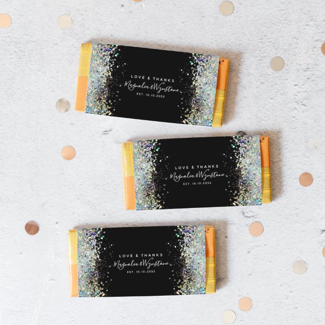 Black Glitter Wedding Favor Candy Bar Wrapper (Creator Uploaded)