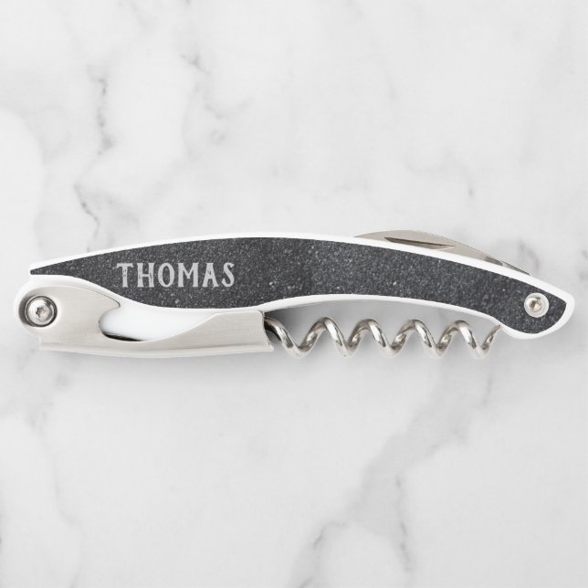 Black Glitter White Sparks Corkscrew (Front)