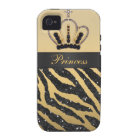 Black Glitter Zebra Print & Jewel Crown iPhone 4