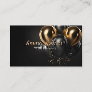 Black Glittery Gold Balloon Event Business card