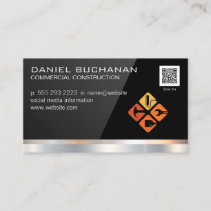 Black Gloss   Builder Tools   General Contractor Business Card