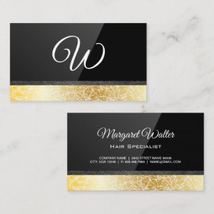 Black Gloss   Gold Texture   Leather Trim Business Card