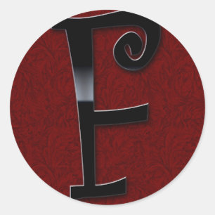 Black Gloss Monogram - F Classic Round Sticker