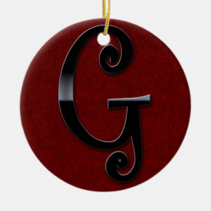 Black Gloss Monogram - G Ceramic Ornament