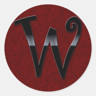Black Gloss Monogram - W Classic Round Sticker