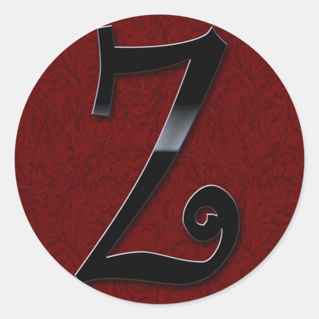 Black Gloss Monogram - Z Classic Round Sticker (Front)