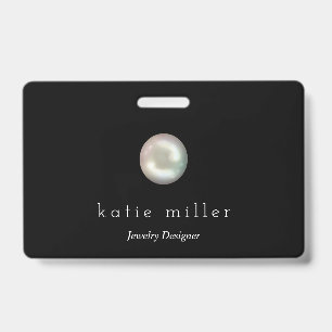Black Glossy Pearl   Jewellery Designer Badge