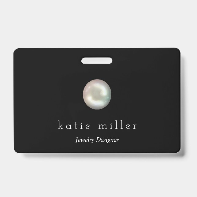 Black Glossy Pearl | Jewellery Designer Badge (Front)