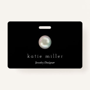 Black Glossy Pearl   Jewellery Designer Badge