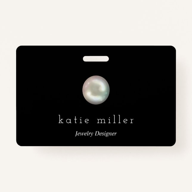 Black Glossy Pearl | Jewellery Designer Badge (Front)