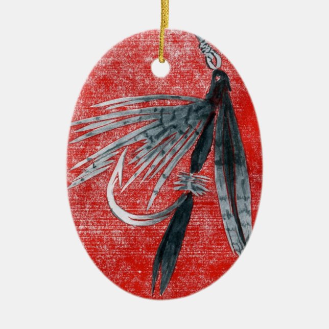 Black Gnat Classic Trout Fly Christmas Ornament (Front)