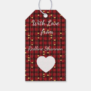 Black gnome Buffalo Plaid Christmas Gift Tags