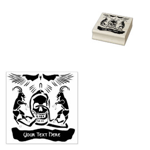 Black Goat Corrupt Trinity Crest Rubber Stamp