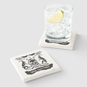 Black Goat Corrupt Trinity Crest Stone Coaster