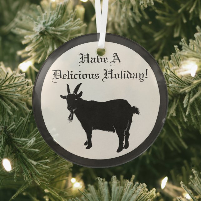 Black Goat  Glass Ornament (Insitu)