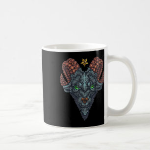 Black Goat Phillip Head Star Hand Drawn Old School Coffee Mug