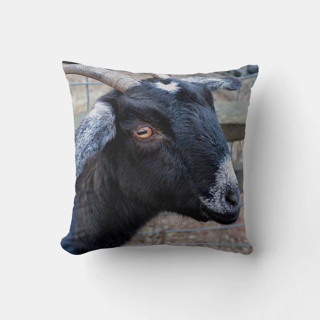 Black goat throw pillow (Front)