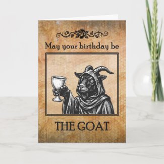 Black Goat with Drink Dark Art Gothic Men Birthday