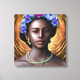 Black Goddess   African-American Woman AI Art Canvas Print